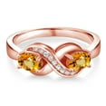 thumbnail image 2 of Gem Stone King 1.34 Ct Yellow Sapphire White Created Sapphire 18K Rose Gold Plated Silver Ring, 2 of 5