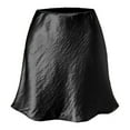 thumbnail image 3 of Minifalda Elegante de Cintura Alta con Volantes para Mujer, de Satén Sedoso, con de , Corte A. Negro S, 3 of 7