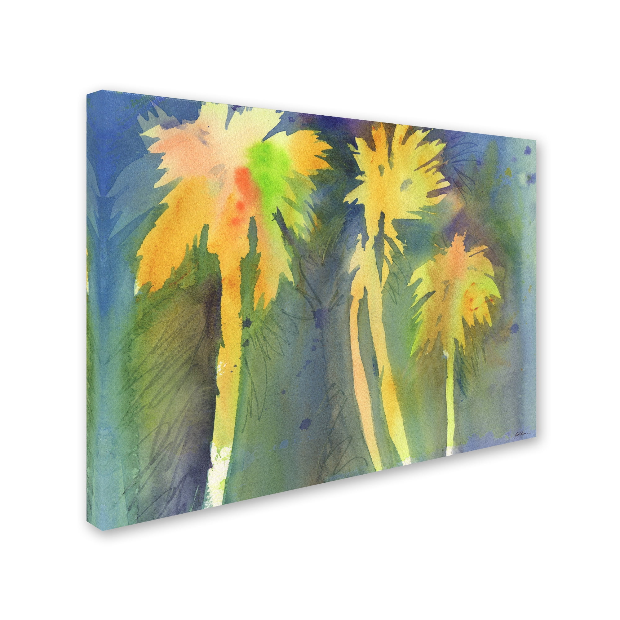 Trademark Fine Art "Night Palms 3" Canvas Art by Sheila Golden