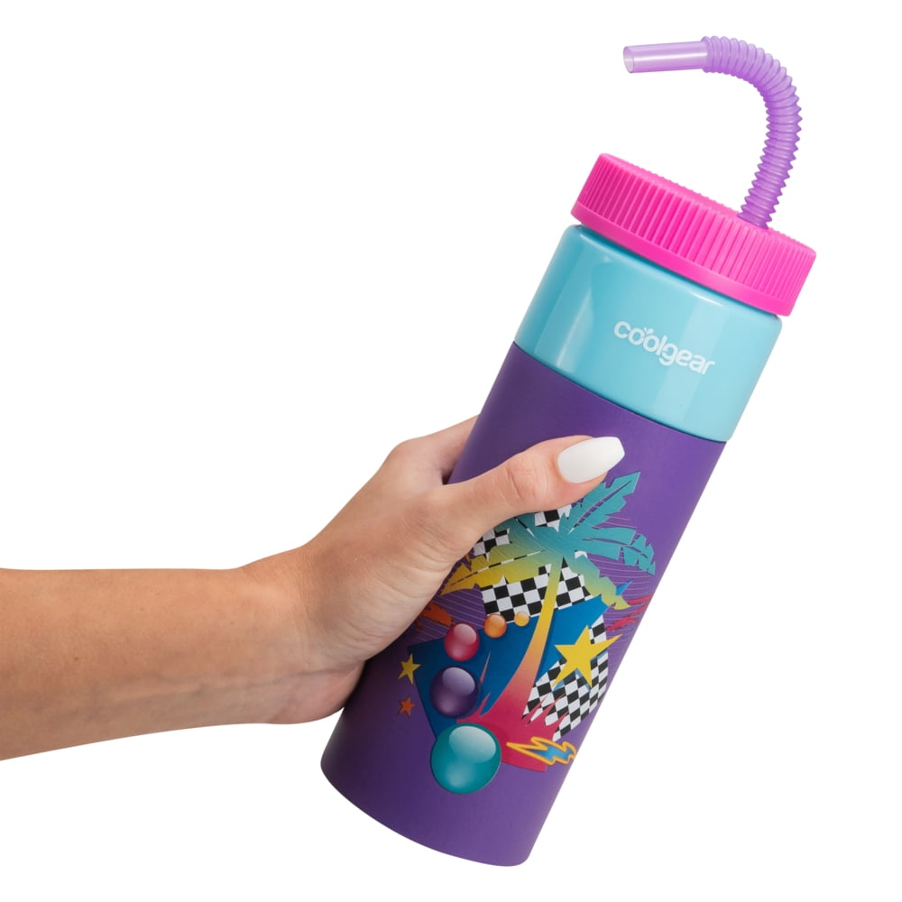Gourde Rétro Cool Gear 24 Oz Violette Avec Paille Et Poignée Confort