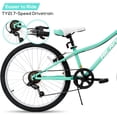 thumbnail image 2 of Hiland 24 inch Mountain Bike Shimano 7 Speeds for Teenager with Suspension Fork, Mint Green, 2 of 5