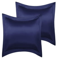 Unique Bargains 2-Pack Satin Silk Envelope Closure Pillow Shams Navy European