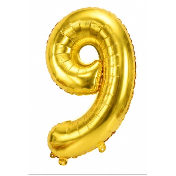 Gold Number "9" Aluminum Balloon