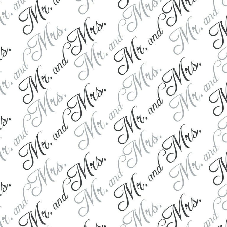 Mr & Mrs Classic Script Calligraphy Name Wedding Wrapping Paper