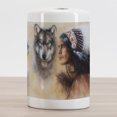thumbnail image 2 of Colorful Ceramic Toothbrush Holder, Blur Mystic Painting of Young Native Man Feather Wolves, Decorative Versatile Countertop for Bathroom, 4.5" X 2.7", Multicolor, by Ambesonne, 2 of 4