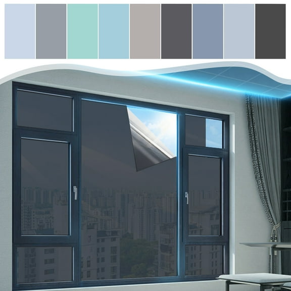 Leodye Window Privacy Film One Way Window Tint for Home, Sun UV Blocking Heat Control Reflective Mirror Tinting Film See Out Not in office Door Coverings