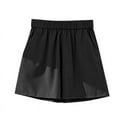 thumbnail image 4 of Tfken Summer Women Shorts Elastic Waist Solid Color Shorts With Pockets Casual Daily Wear Female Soft Clothes Black, 4 of 5