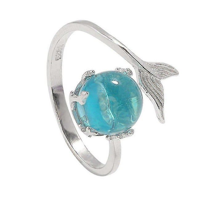 Exquisite Mermaid Ring Fresh Charming Silver Finger Rings Adjustable Opening Ring For Woman Lady Girl