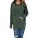 thumbnail image 3 of Mujeres Top con capucha cordón bolsillo manga larga moda transpirable mujeres Casual Fit blusa verde L, 3 of 6
