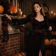 thumbnail image 4 of 69-Inch Black Leaf Red Rose Vine, PE Material, Gothic Dark Romance, Halloween Table Party Home Decor, 4 of 8