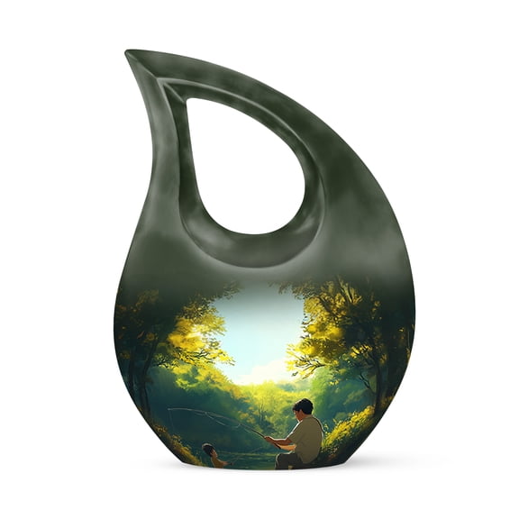 MUKTIVE Fish Cremation Urn for Ashes for Women - Large Memorial Urns for Adult Male - Decorative Funeral Urns for Human Ashes Adult Female - 10 Inch Cross Drop Burial Urn