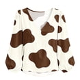 thumbnail image 7 of Womans Tops Dqueduo Women's Cow Print V Neck Long Sleeve Casual Loose Blouse Shirt, 7 of 7