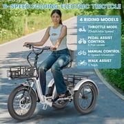 MOONCOOL TK Pro Foldable Electric Tricycle, 1500W Motor 48V 20Ah Battery, 20 Fat Tire Three Wheel 6-Speed Electric Mountain Bicycle for Adults
