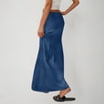 thumbnail image 6 of VBTAPA Women's Summer Linen Maxi Skirt Drawstring Low Waist A Line Casual Skirts Flared Long Skirt Blue M, 6 of 8