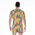 thumbnail image 2 of Retro Harlequin Pattern Short Sleeve Men'S Rompers, Checkered Caro Plaid Tartan Casual Summer Jumpsuits Outfit, 2 of 4