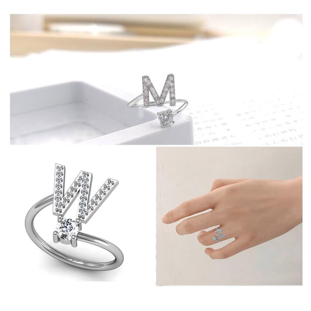 Copper Capital Letter Open Portable Adjustable Rings Indoor Outdoor Office Shopping Decorative Makeup Jewelry Gift W