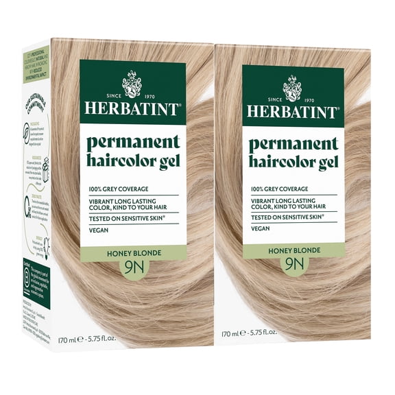 Herbatint 9N Honey Blonde - Permanent Hair Dye For Women, 100% Grey Coverage - Ammonia-Free, Alcohol-Free & Vegan - 5.75 fl oz (2 Pack)