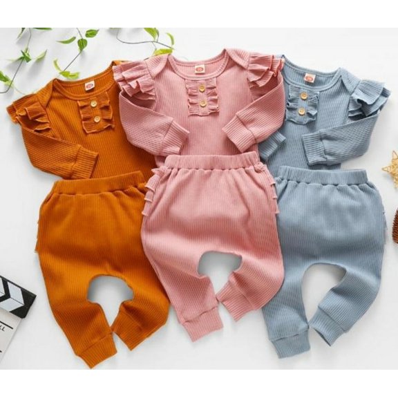 Baby Girl's Two Piece Bodysuit and Pants Outfit