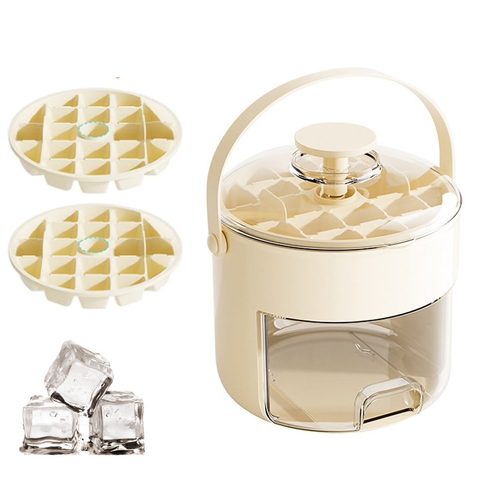 Ice Trays For Freezer With Lid And Storage Box Ice Cube Tray Set With Lid Storage Bin & Ice Scoop Stackable Easy-Releaseice Cube Tray Small And Portable Push Drawer Ice Bucket For Home RV Office