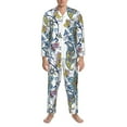 thumbnail image 3 of Salouo Flowers and Butterflies Print Button-Front Long Sleeve Pajama Set for Men, Soft 2Pjs Men's Long Sleeve Sleepwear-XX-Large, 3 of 7