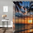 thumbnail image 2 of Orinice  Ocean Beach Shower Curtain Sunset Coastal Sunrise Hawaii Palm Tree Tropical Seaside Scenic Landscape Nature Scenery Bathroom Decor Curtain with Hooks, 69x72, 2 of 7