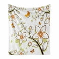 thumbnail image 1 of Autumn Soft Flannel Fleece Blanket, Fauna in Fall Season Color Palette Flowers and Butterflies Warm Image, Cozy Plush for Indoor and Outdoor Use, 50" x 70", Orange Pale Green Black, by Ambesonne, 1 of 6
