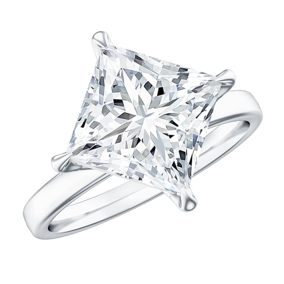 Rosec Jewels IGI Certified Lab Grown Diamond Princess Cut Engagement Ring (4 Carat, E-VS1 Quality) - Diamond Solitaire Ring, 925 Sterling Silver, US 4.00