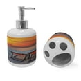 thumbnail image 2 of Ambesonne Nature Soap Dispenser & Toothbrush Holder Set, Beach with Colorful Sky, 2 Pcs, Orange Red Grey, 2 of 6