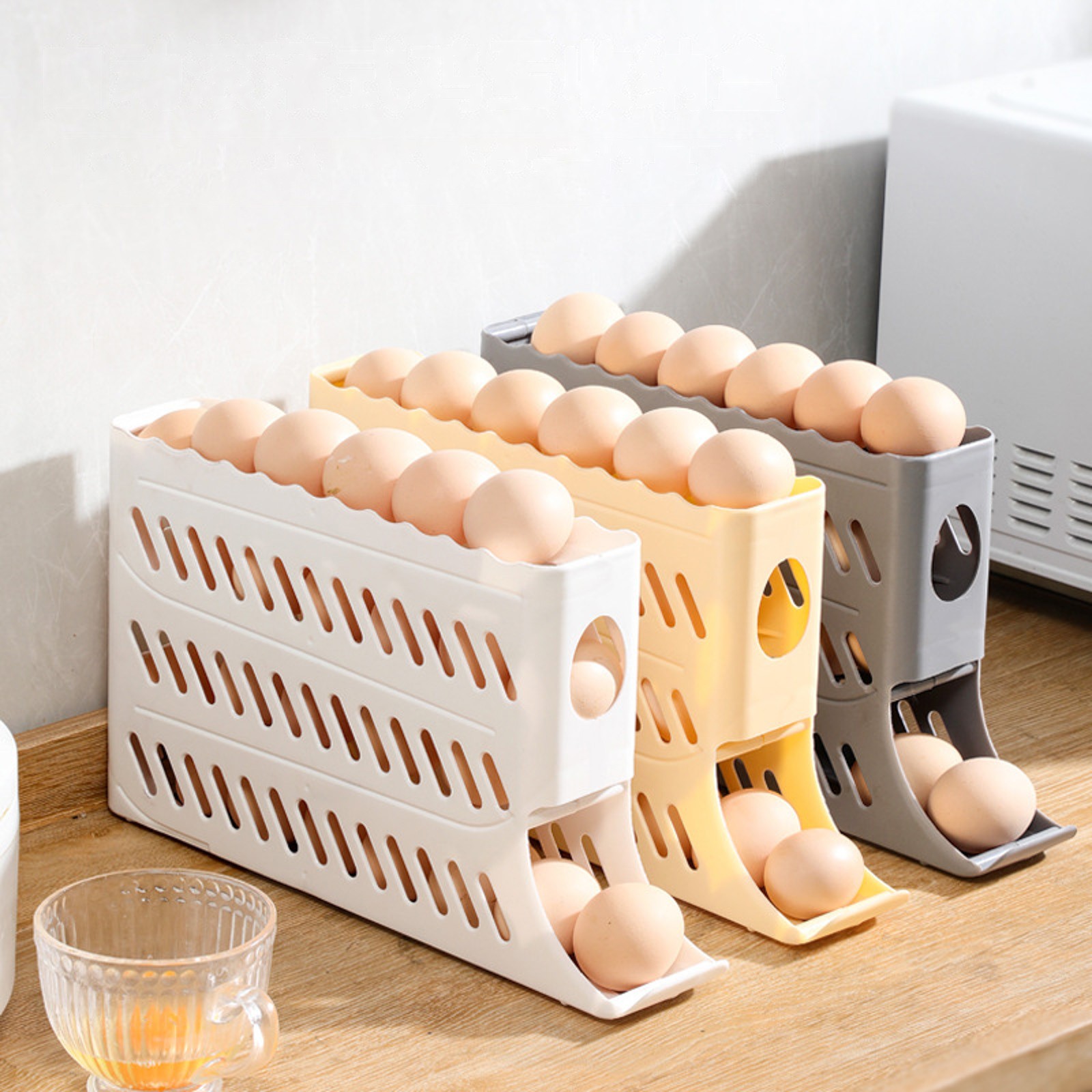 CFS Sliding Tray Egg Organizer 4 Tier Auto Roller For Fridge Side Door ...