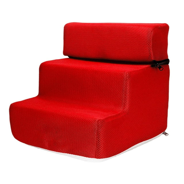 Dog Stairs Ladder Ramp Climbing, Comfortable Removable Stairs, Washable Step Pet Red