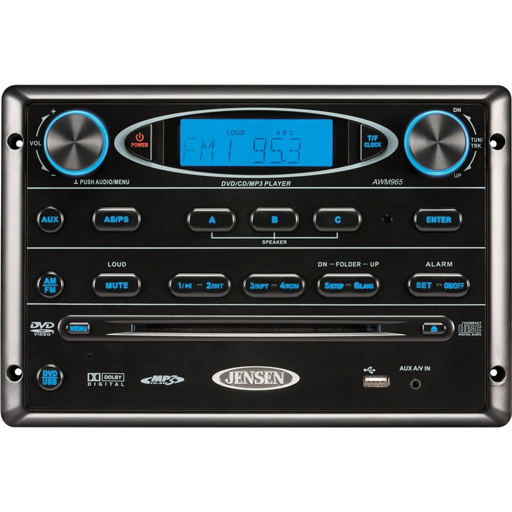 Jensen AWM965 AM/FM/CD/DVD/MP3/USB Wallmount Stereo