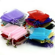 INTBUYING 100pc Mixed Colors Jewelry Gift Candy Organza Pouch Wrap Bags for Wedding Party Festival 4X5inch