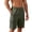 Army Green, variant on Men's Linen Cargo Shorts Elastic Drawstring Waist Multi-Pocket Casual Summer Shorts with Leather Patch for Hiking Beach Daily Wear Khaki L