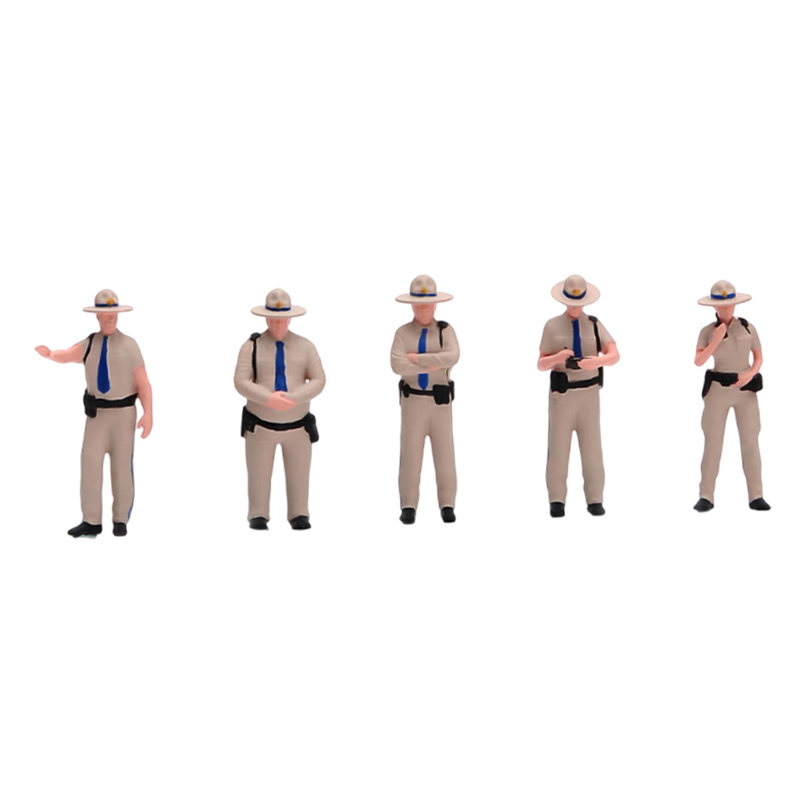 LeeQinersw 5 Pieces 1/64 Police Figure Model Dioramas Ornament for Train Station Layout