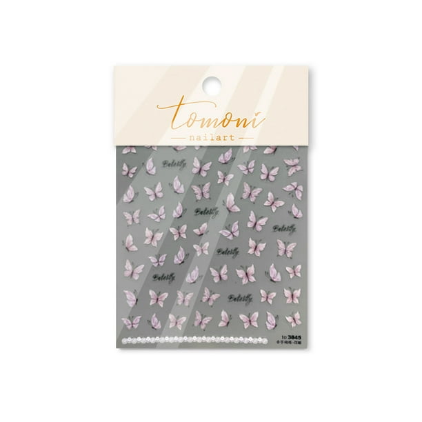 Fragmento de destello, concha, luz, mariposa, pegatinas para uñas de alta calidad, calcomanía para decoración de uñas de primavera, herramienta de manicura, decoraciones para uñas