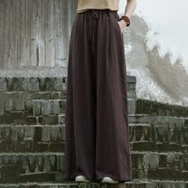 Women's Plus Size Pants Women'S Cotton And Linen Women'S Spring And Autumn Linen Literary Loose And Versatile Casual Sports Long Pants,Brown Women's Plus Size Pants L