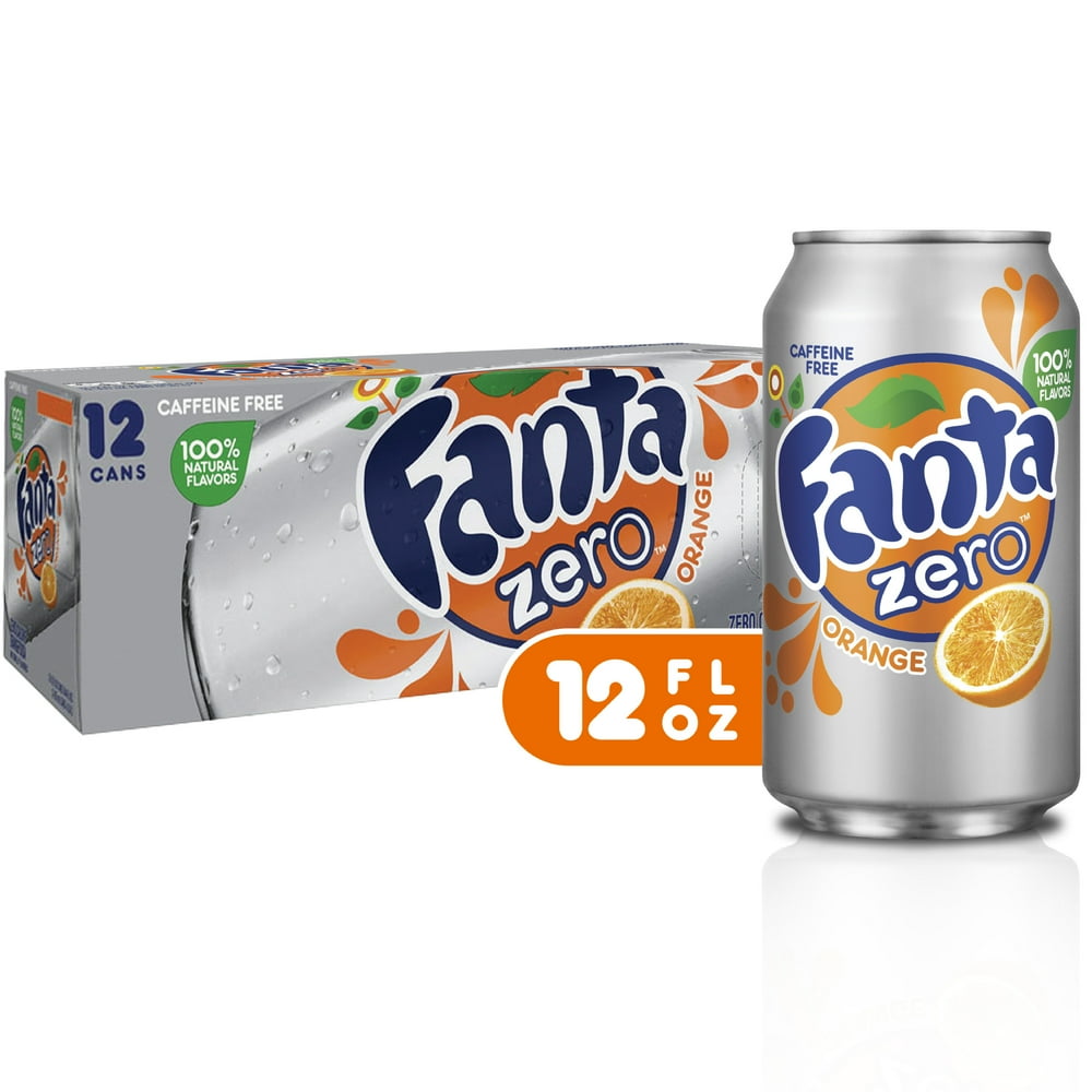Fanta Orange Zero Sugar Soda Fruit Flavored Soft Drink, 12 fl oz, 12