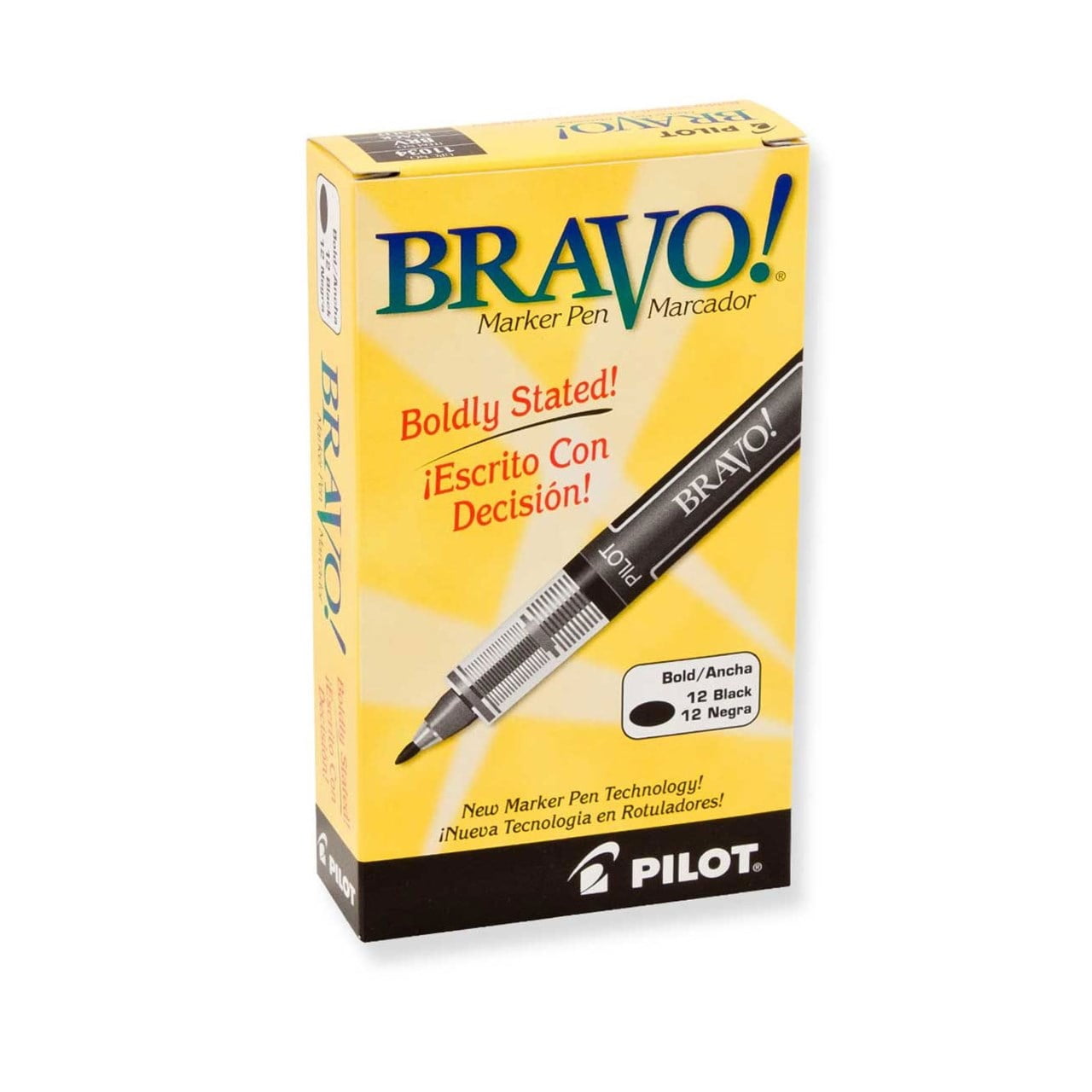Pilot Bravo Bold Point Marker Pen - Black - 12 Pack