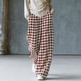 thumbnail image 2 of GUACER Wide Leg Pants for Women Checkered Pajama Pants Soft Cotton Lounge Trousers with Pockets for Home & Casual Outings, 2 of 9