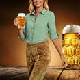 thumbnail image 4 of Women's Plaid Button Down Long Sleeve Oktoberfest Roll Tab No Pocket Casual Blouse Green L, 4 of 7