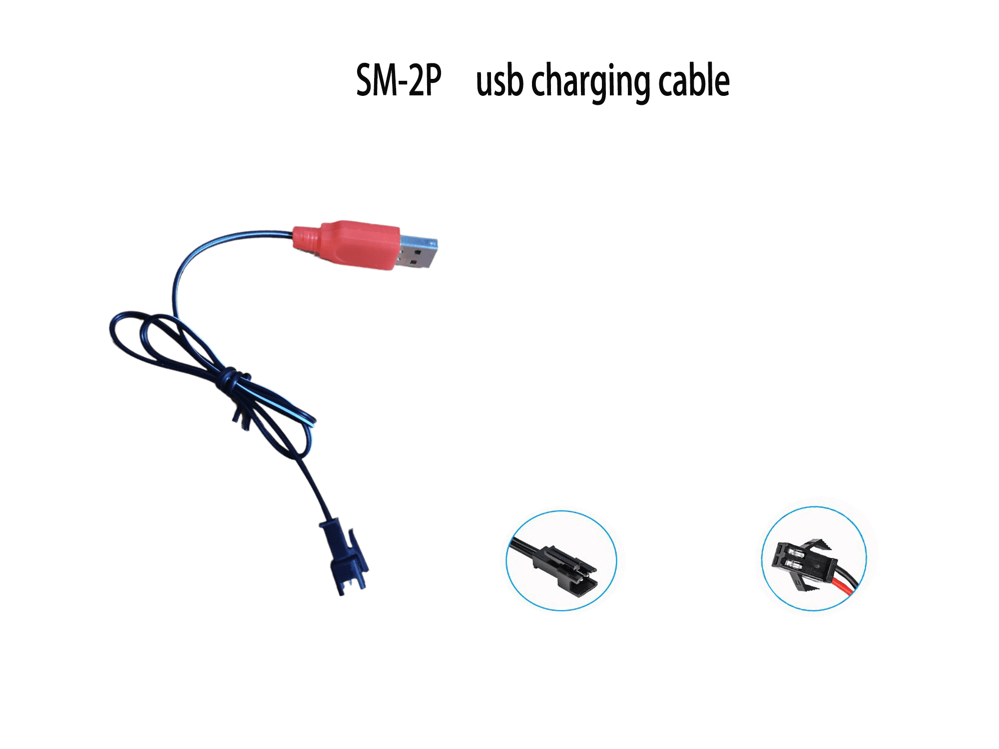 SM-2P USB Charger Cable Plug Replacement Connector for RC Cars/Toys, Mini RC Amphibious Stunt Car Boat Trucks, 3.7V Charger Plug, USB Charging Cable