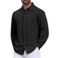 thumbnail image 5 of INSPIRE CHIC Back to School Men's Long Sleeve Button Down Solid Linen Dress Shirt 2XL Black, 5 of 6