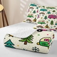 thumbnail image 4 of Catabedysis Colorful Cartoon Camping Quilt Full For Girls,Camper Rainbow Print Full Bedspread Sets,Multicolor,3 Pieces, 4 of 7