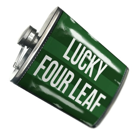 

NEONBLOND Flask Lucky Four Leaf St. Patrick s Day Dark Green Stripes