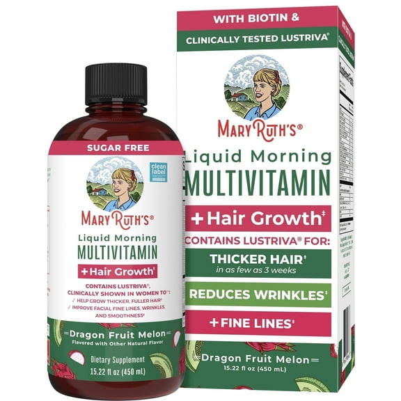 MaryRuth Organics Liquid Multivitamin with Biotin 10000mcg for Hair Growth, 15.22 Fl Oz