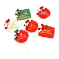 thumbnail image 1 of 6PCS Christmas Decoration Pompon Bell Cake Toppers Merry Christmas Cupcake Picks for Festival Party (Random Pattern), 1 of 5