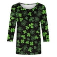 thumbnail image 5 of Gamivast Womens St Patricks Day T Shirts Cute Shamrock Clover Graphic Blouses Comfy 3/4 Sleeve Crewneck Holiday Pullover Vacation Outfits S-5Xl, 5 of 5