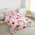 thumbnail image 3 of Castle Fairy Cute Hedgehog Girl 2pcs Bedding Comforter Set,Red Strawberry Twin Comforter Sets,Polka Dots Breathable Bedding Set,Ultra Soft Home Decor, 3 of 8