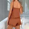 thumbnail image 4 of VISALY Short Pajama Set for Women Plus Size Loungewear Lace Camisole Tank Tops Summer Sleeveless Vest Ribbed Nightwear Soft Sleepwear Leisure Suit Matching Pajama Set Brown S, 4 of 5