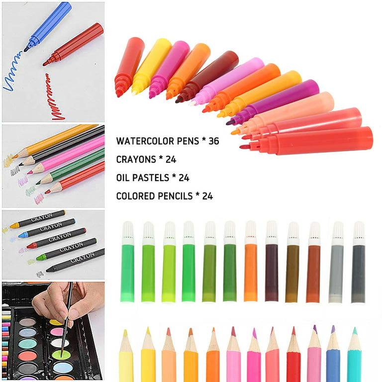 Painting Drawing Kit With Oil Pastels Crayons Colored Pencils Acrylic Paint  Mega Supplies In Wooden Case For Gifting Birthday - Temu